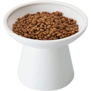 Extra Wide Elevated Ceramic Cat Bowl - 6.2" Shallow Dish for Whisker Fatigue